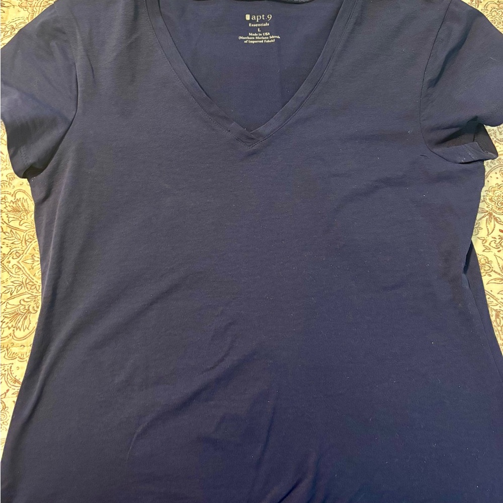 Apt. 9 Women's Dark Navy V-Neck Short Sleeve Tee